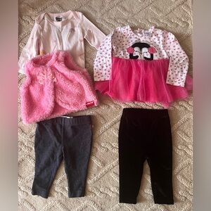 Baby Girl 6M Outfit Sets Bundle - Long Sleeve & Pants Winter Clothing, Lot Of 2